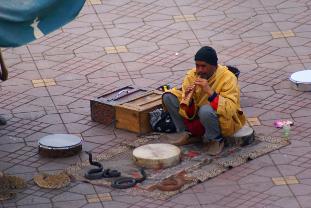 zaklinacz węży na Djemaa el-Fna #Marrakesz