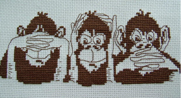 Trzy małpki : nie widzę zła, nie słyszę zła, nie mówię zła.