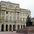 Pałac Staszica na Krakowskim Przedmieściu z pomnikiem M. Kopernika