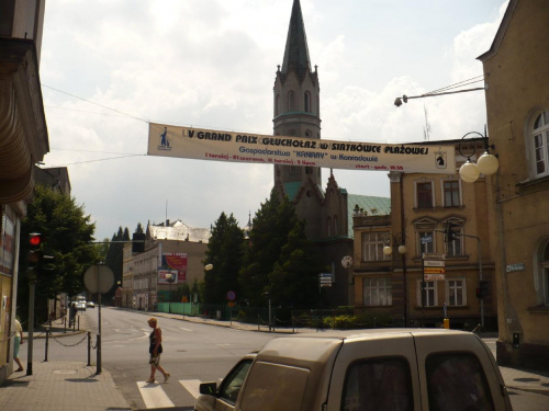 GŁUCHOŁAZY - Plac Basztowy - wieża kościoła Św.Franciszka
