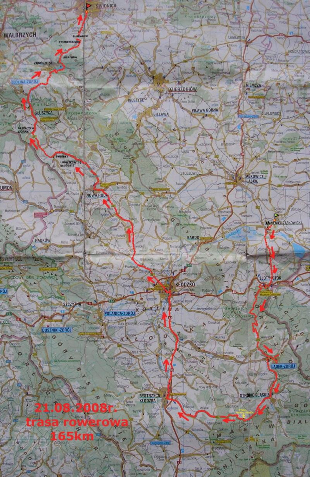 Mapka trasy rowerowej. #rower #TrasaRowerowa #KotlinaKłodzka