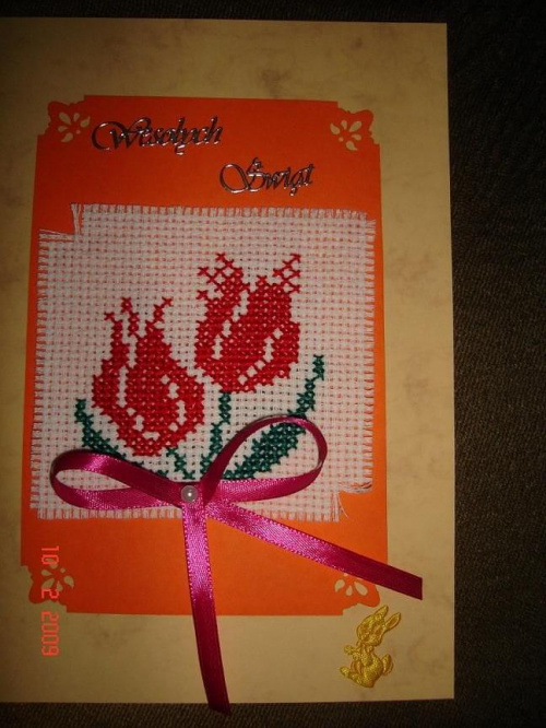 kartka tulipany - haft krzyżykowy