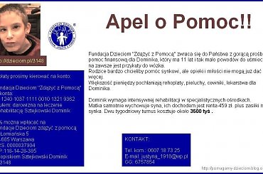 http://pomagamy.dbv.pl/ #DominikSztejkowski #Apel #ChoreDzieci #darowizna #FundacjeDzieciomZdążyćZPomocą #schorzenie #OpiekaRehabilitacyjna #Fiedziuszko #fundacja #PomocCharytatywna #PomocDzieciom #PomocnaDłoń #rehabilitacja #sponsor #pomoc
