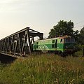 ET22-442 ze składem platform szynowych nad kanałwm Gliwickim 19-07-2007 #PKP #kolej