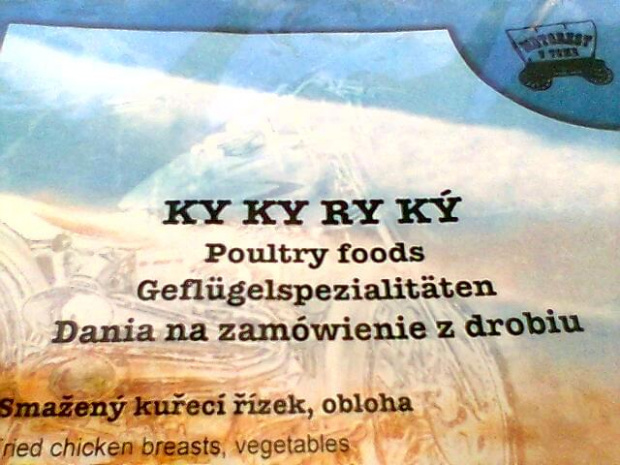 Ky ky ry ky ... oni oszczędzają nawet w Słowach.. Czechy - niedaleko Brna. Menu