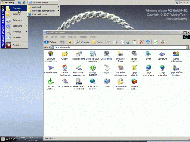 Screeny Windows Wiadro RC3 Build 94