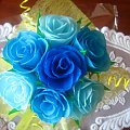 bukiet urodzinowy z 7 róż (3 odcienie niebieskiego) #bukiet #KwiatyZBibuły #handmade